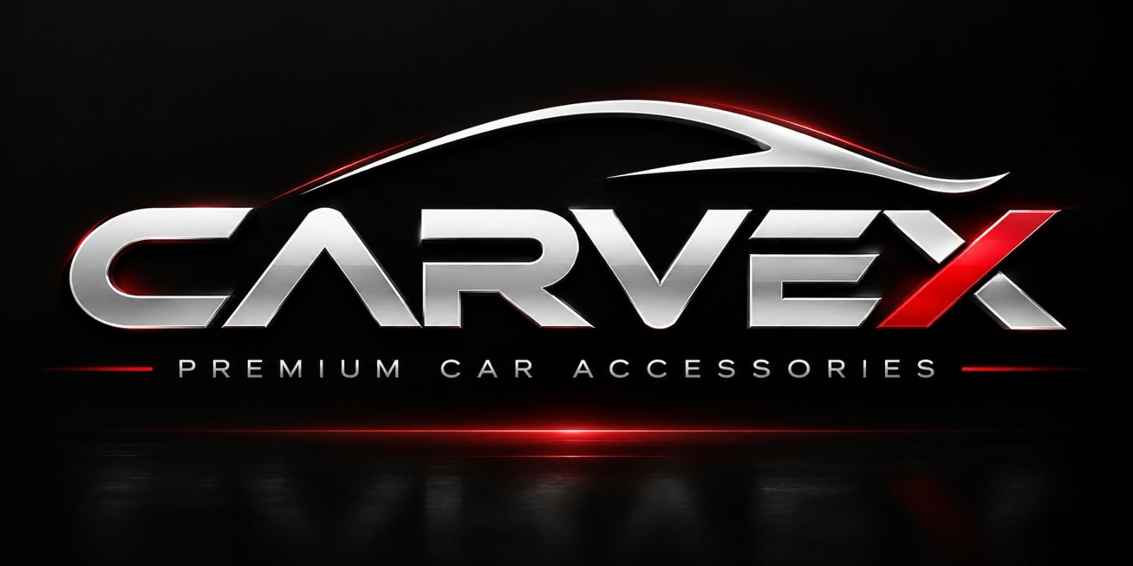 CARVEX logo: a silver car silhouette above a silver wordmark with a red X, and the words Premium Car Accessories